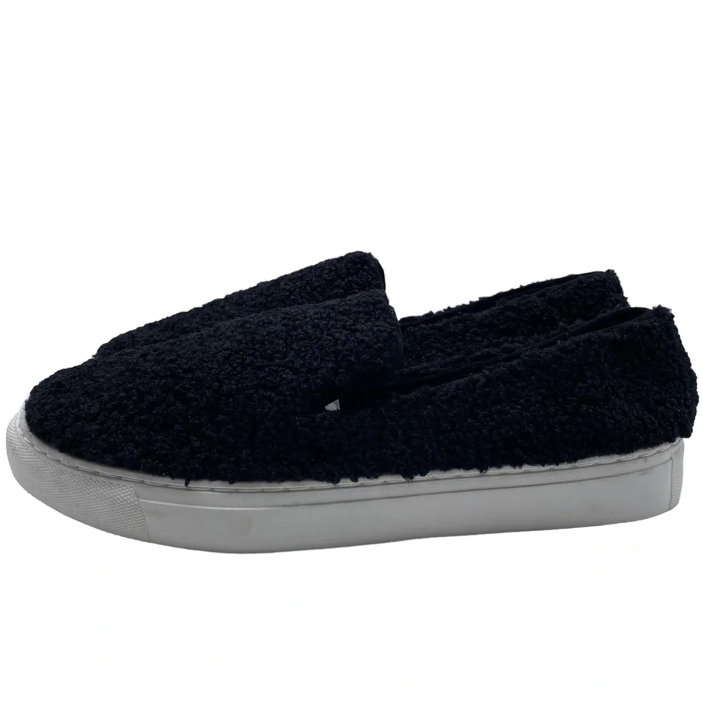 Steven New York by Steve Madden Kimbel Black Faux Fur Slip On Shoe Size 9